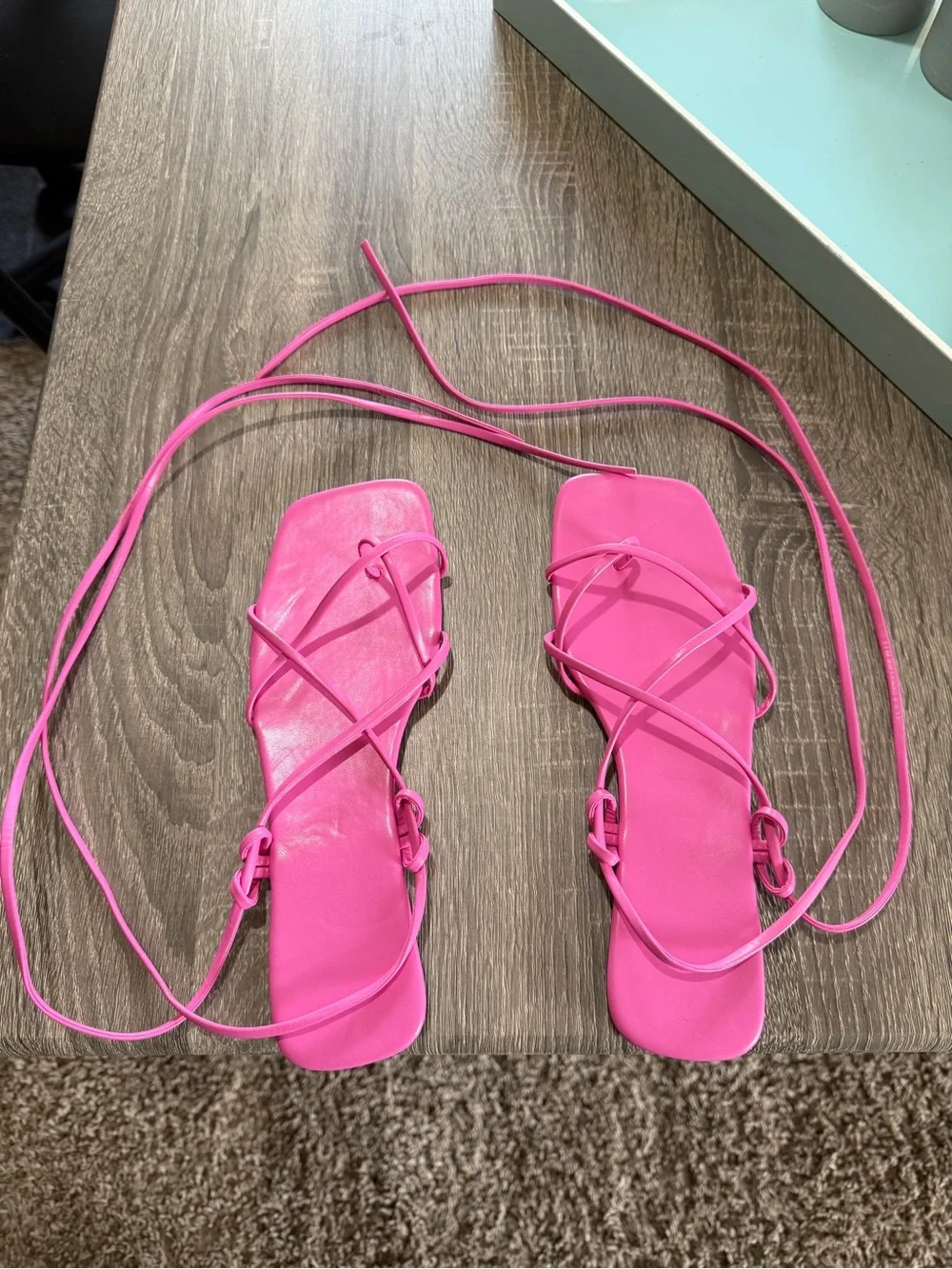 GORGLITTER Strappy Lace-Up thong gladiator Flat Sandals - Hot Pink Size 9